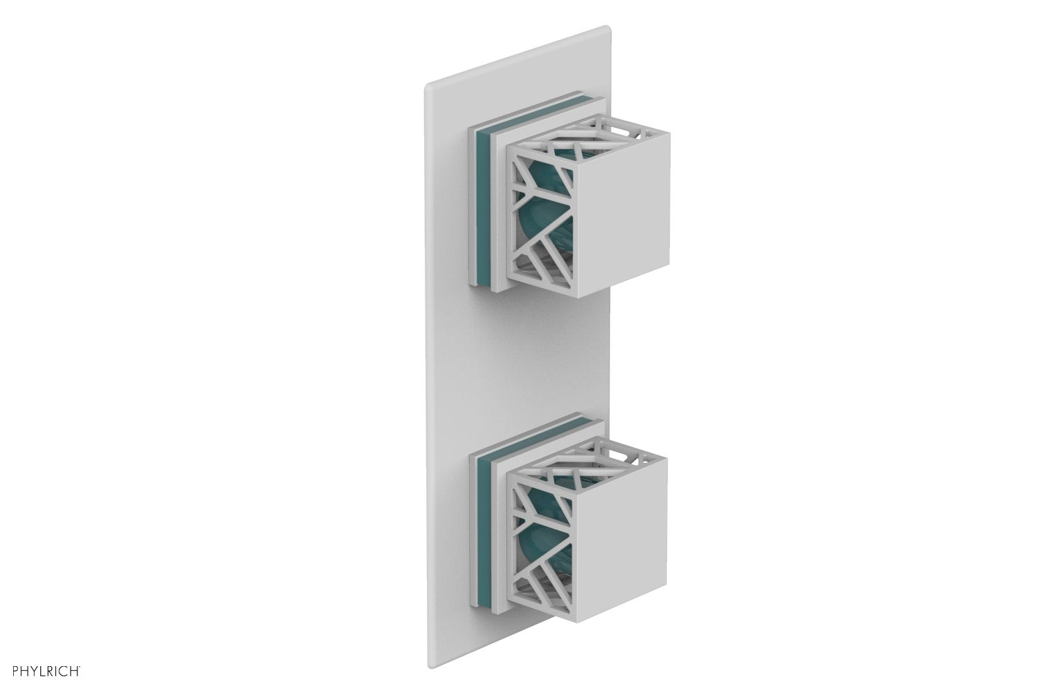 JOLIE- Thermostatic Valve with Volume Control or Diverter with "Turquoise" Accents 4-588