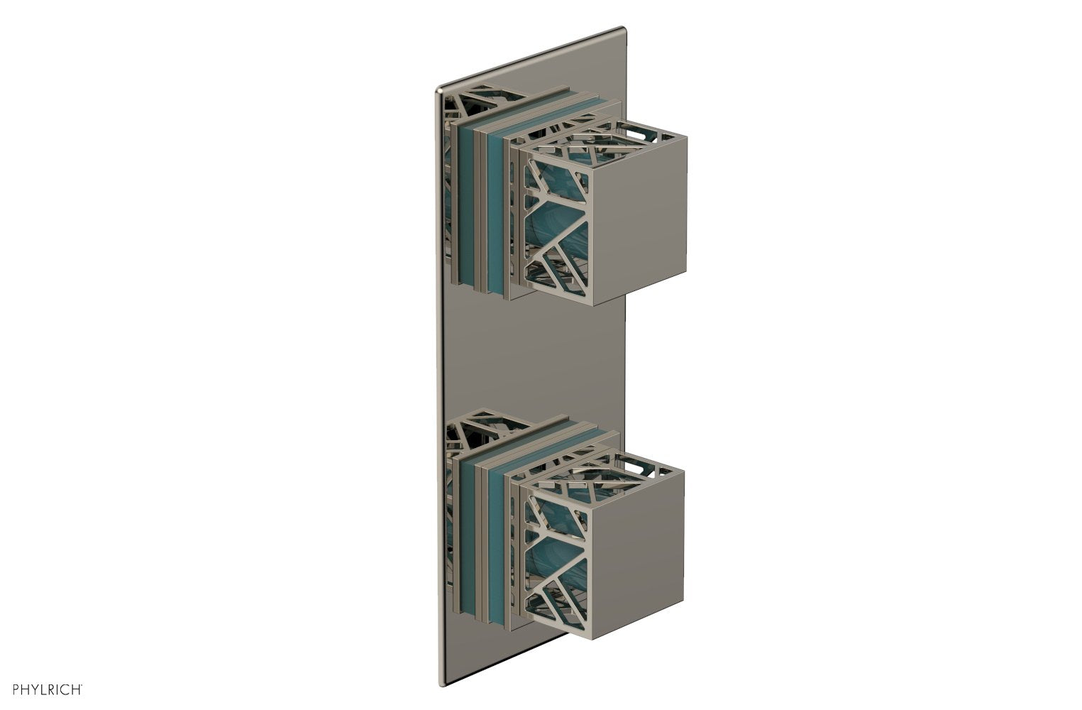 JOLIE- Thermostatic Valve with Volume Control or Diverter with "Turquoise" Accents 4-588