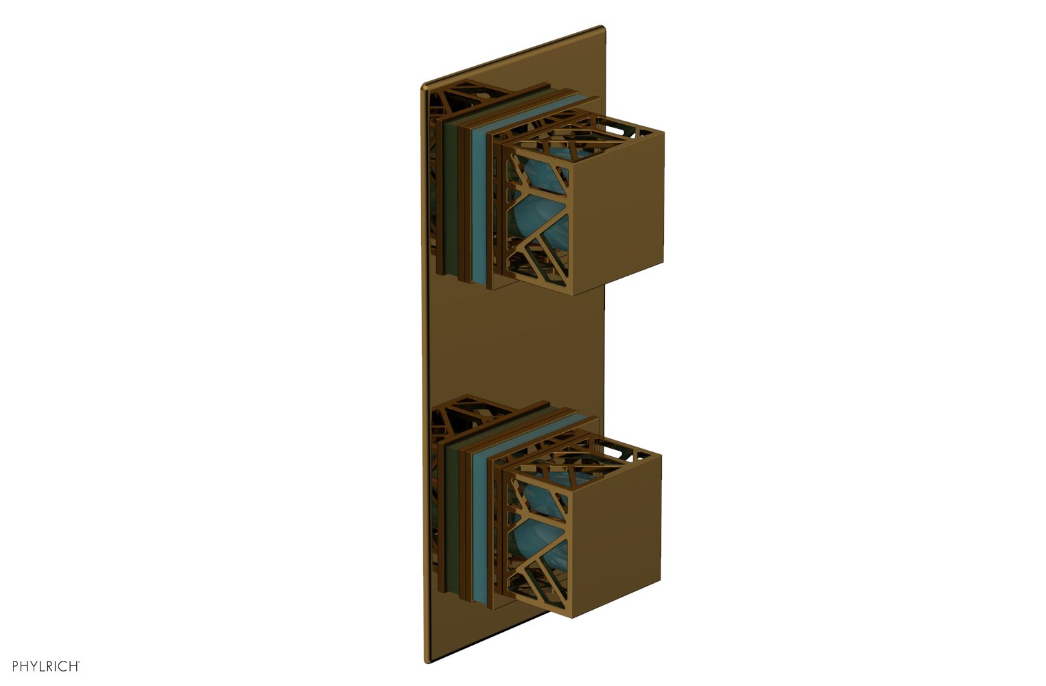 JOLIE- Thermostatic Valve with Volume Control or Diverter with "Turquoise" Accents 4-588