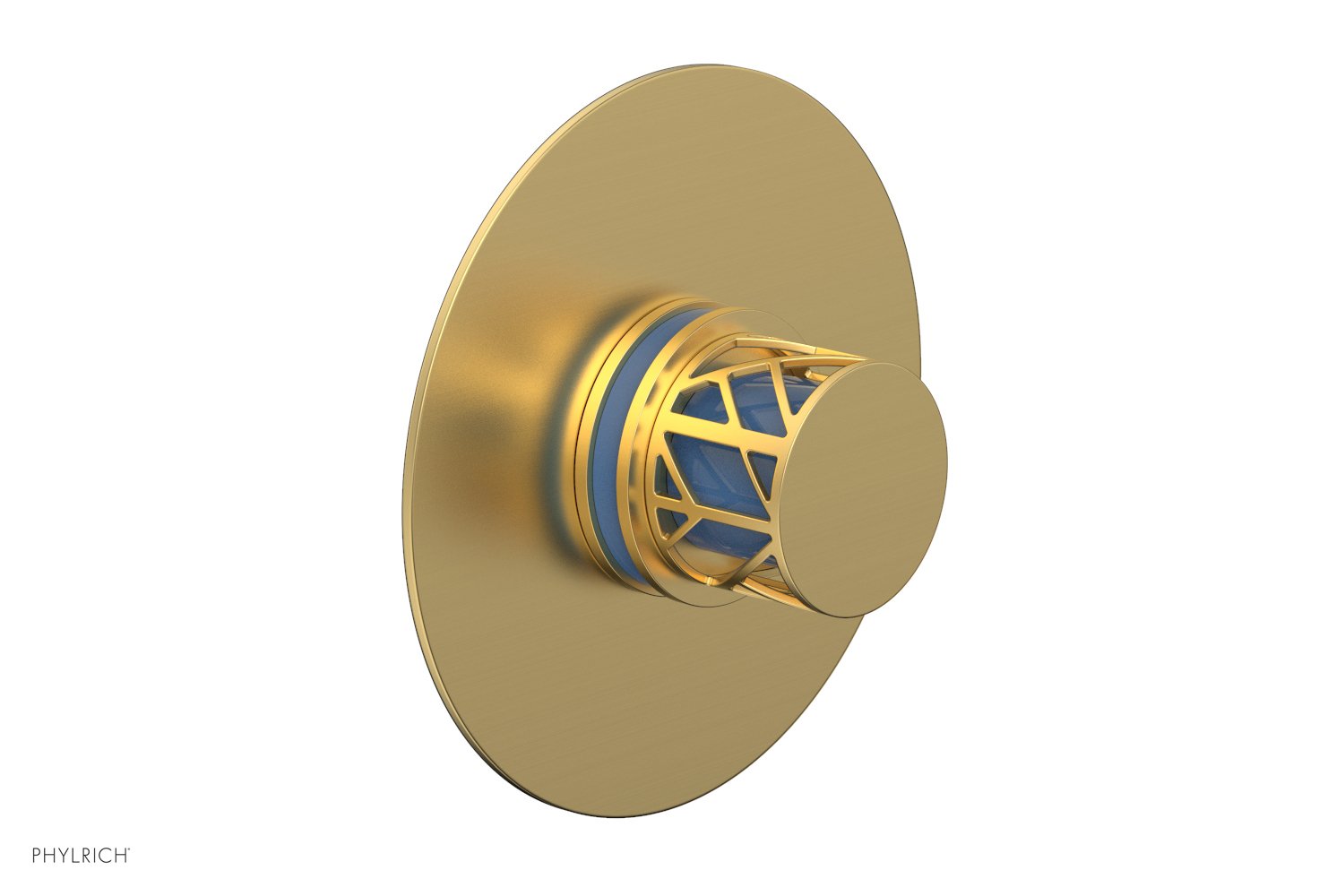 JOLIE Pressure Balance Shower Plate & Handle Trim, Round Handle with "Light Blue" Accents 4-592