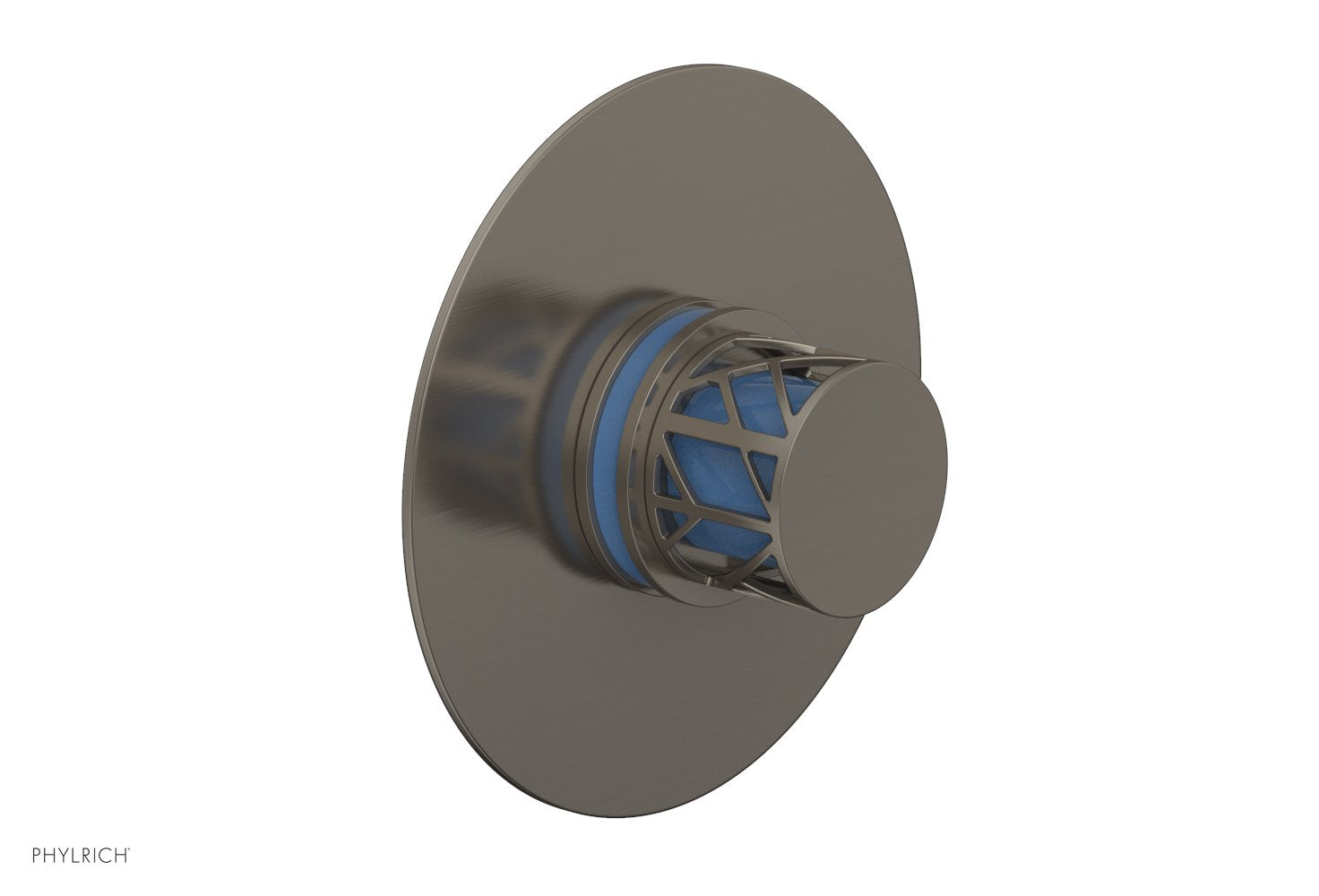 JOLIE Pressure Balance Shower Plate & Handle Trim, Round Handle with "Light Blue" Accents 4-592