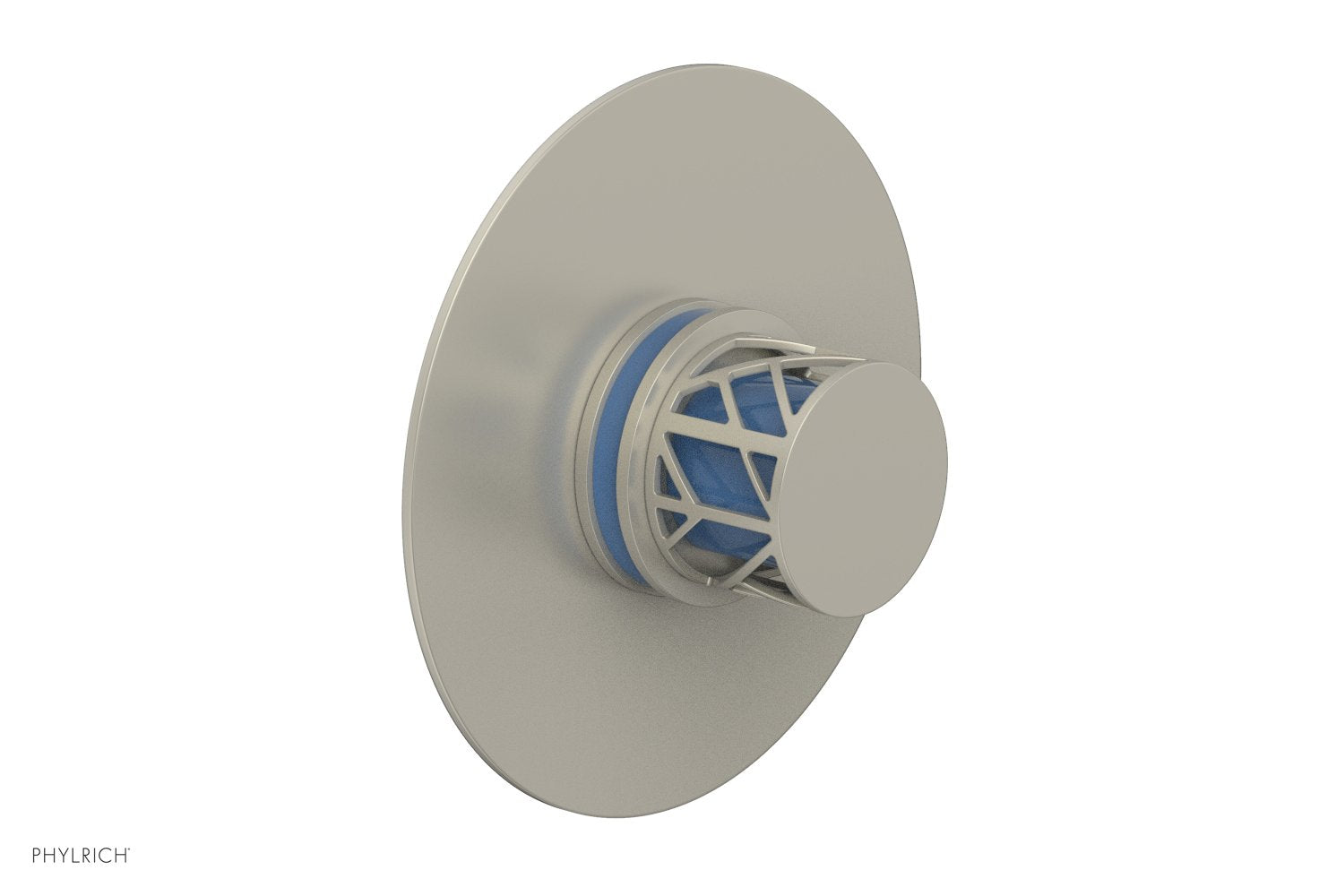 JOLIE Pressure Balance Shower Plate & Handle Trim, Round Handle with "Light Blue" Accents 4-592