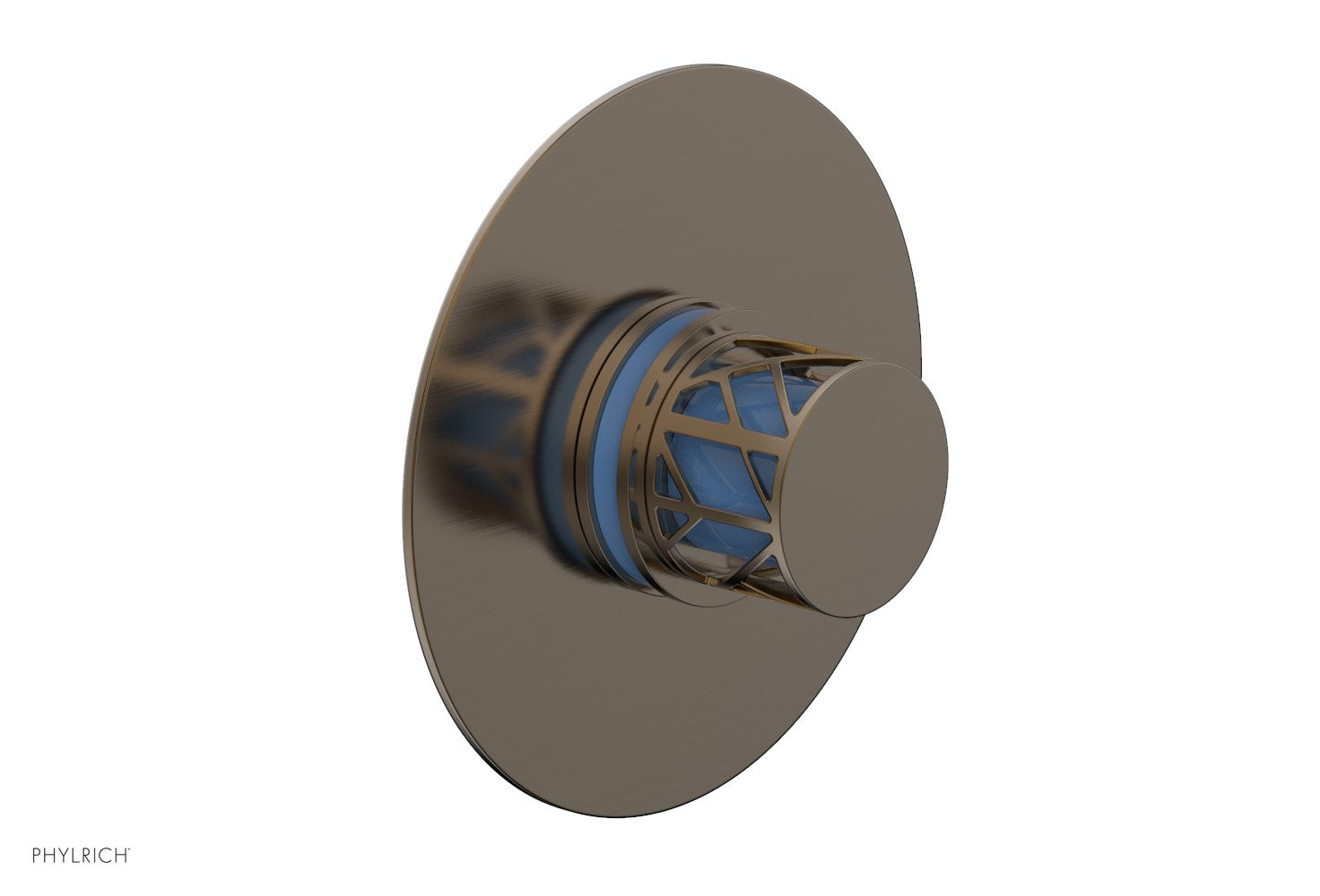 JOLIE Pressure Balance Shower Plate & Handle Trim, Round Handle with "Light Blue" Accents 4-592