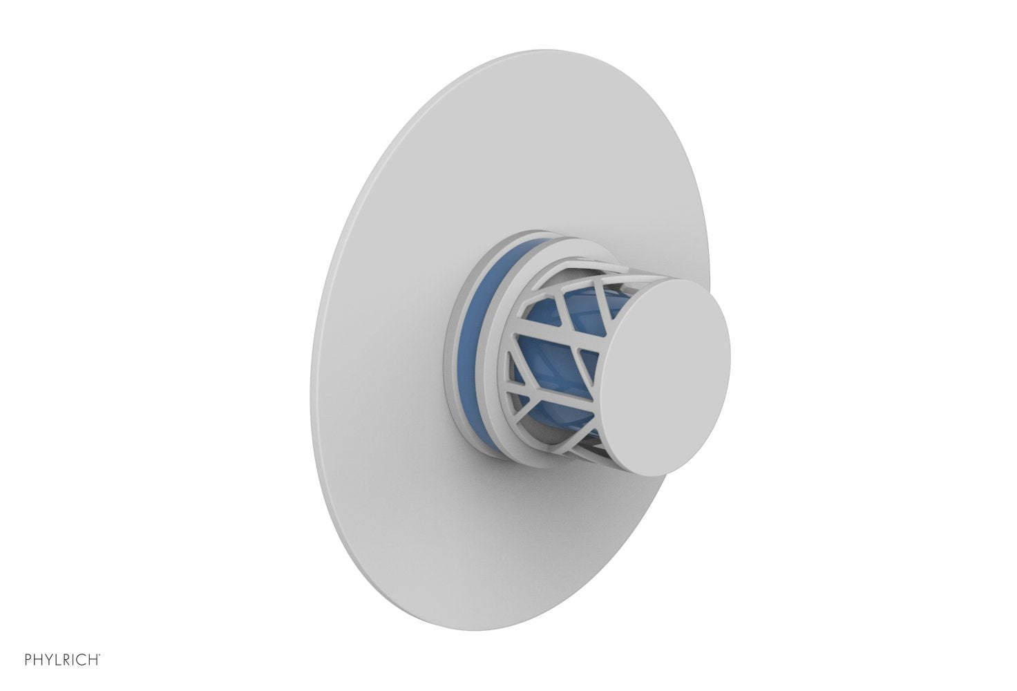 JOLIE Pressure Balance Shower Plate & Handle Trim, Round Handle with "Light Blue" Accents 4-592