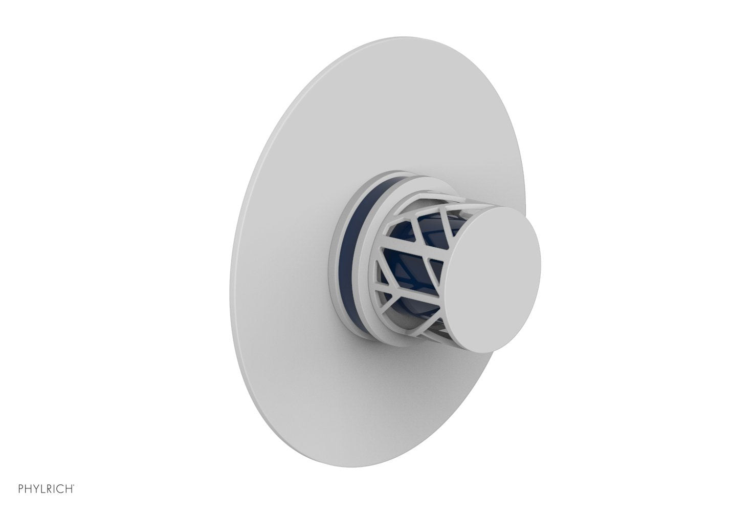 JOLIE Pressure Balance Shower Plate & Handle Trim, Round Handle with "Navy Blue" Accents 4-592