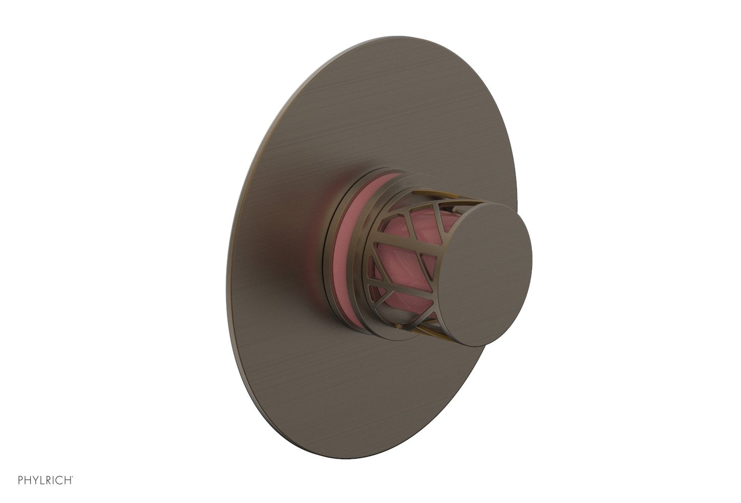 JOLIE Pressure Balance Shower Plate & Handle Trim, Round Handle with "Pink" Accents 4-592