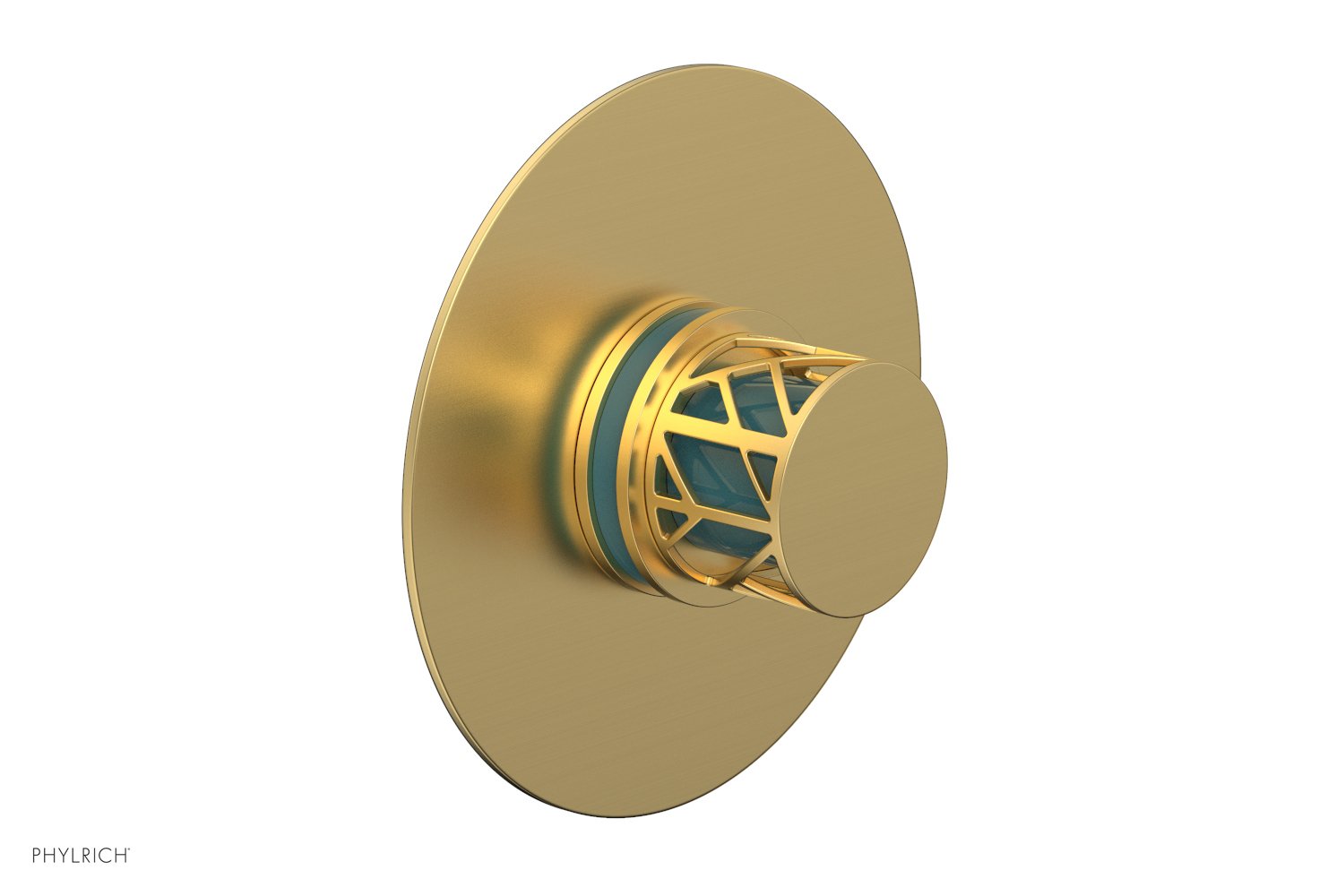 JOLIE Pressure Balance Shower Plate & Handle Trim, Round Handle with "Turquoise" Accents 4-592