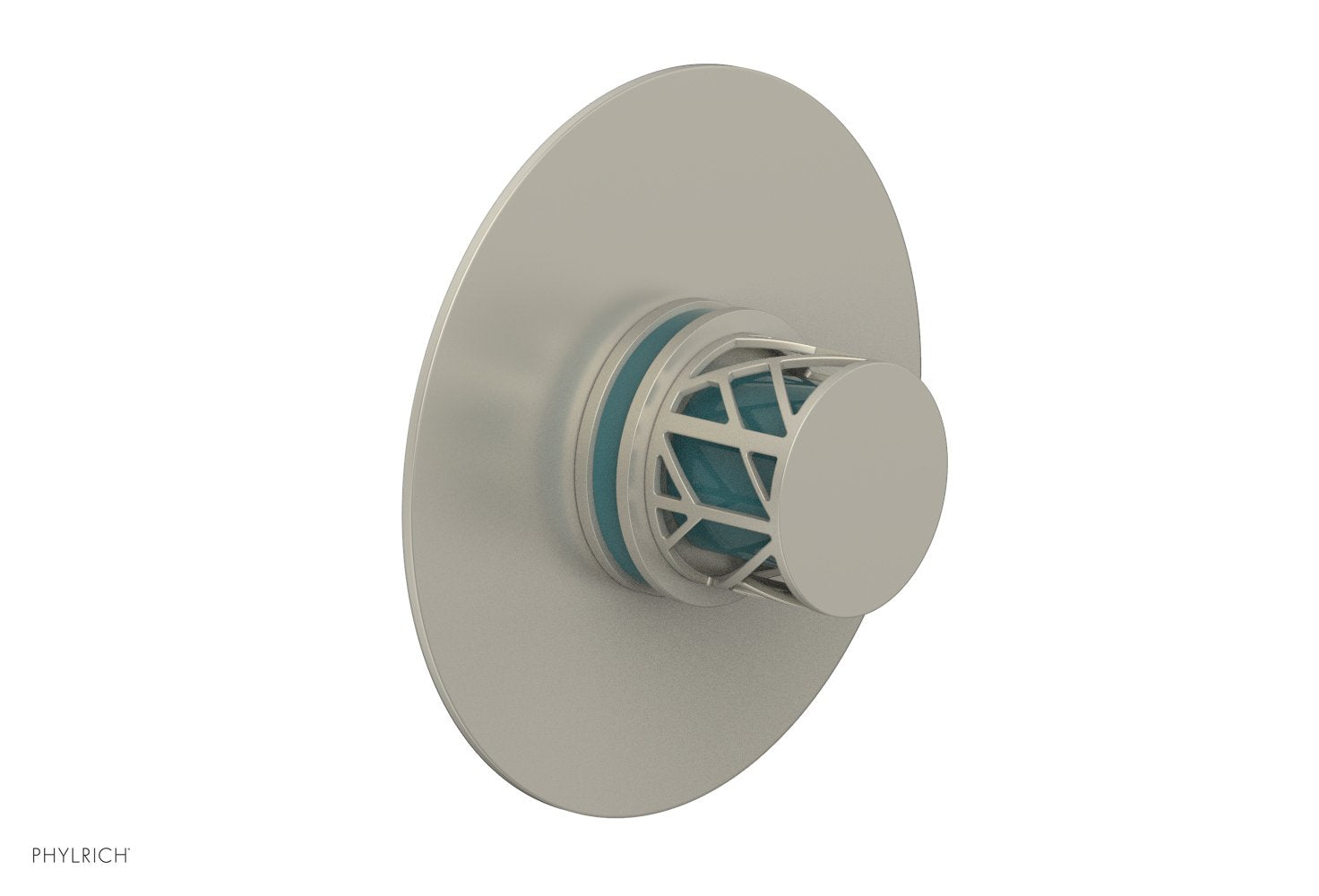JOLIE Pressure Balance Shower Plate & Handle Trim, Round Handle with "Turquoise" Accents 4-592