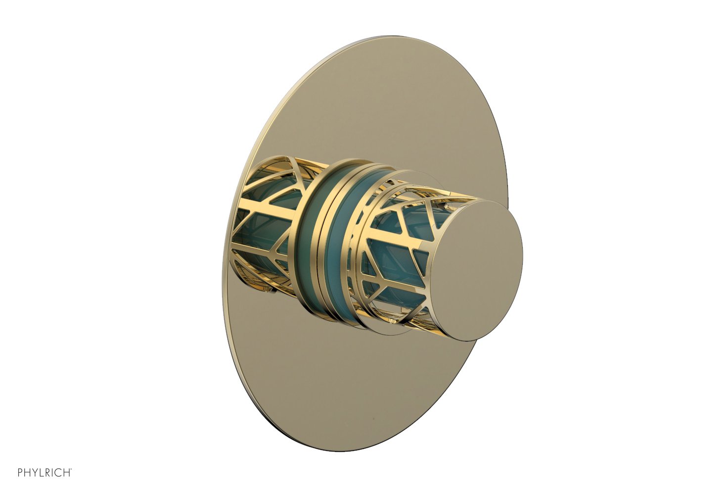 JOLIE Pressure Balance Shower Plate & Handle Trim, Round Handle with "Turquoise" Accents 4-592