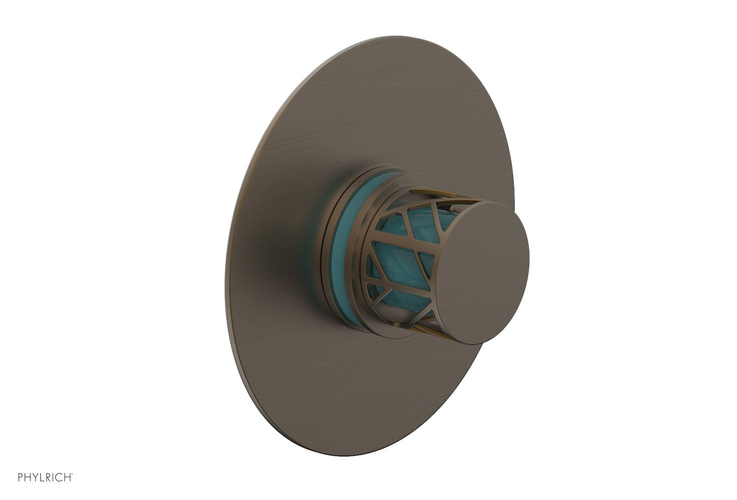 JOLIE - Thermostatic Shower Trim, Round Handle with "Turquoise" Accents 4-592