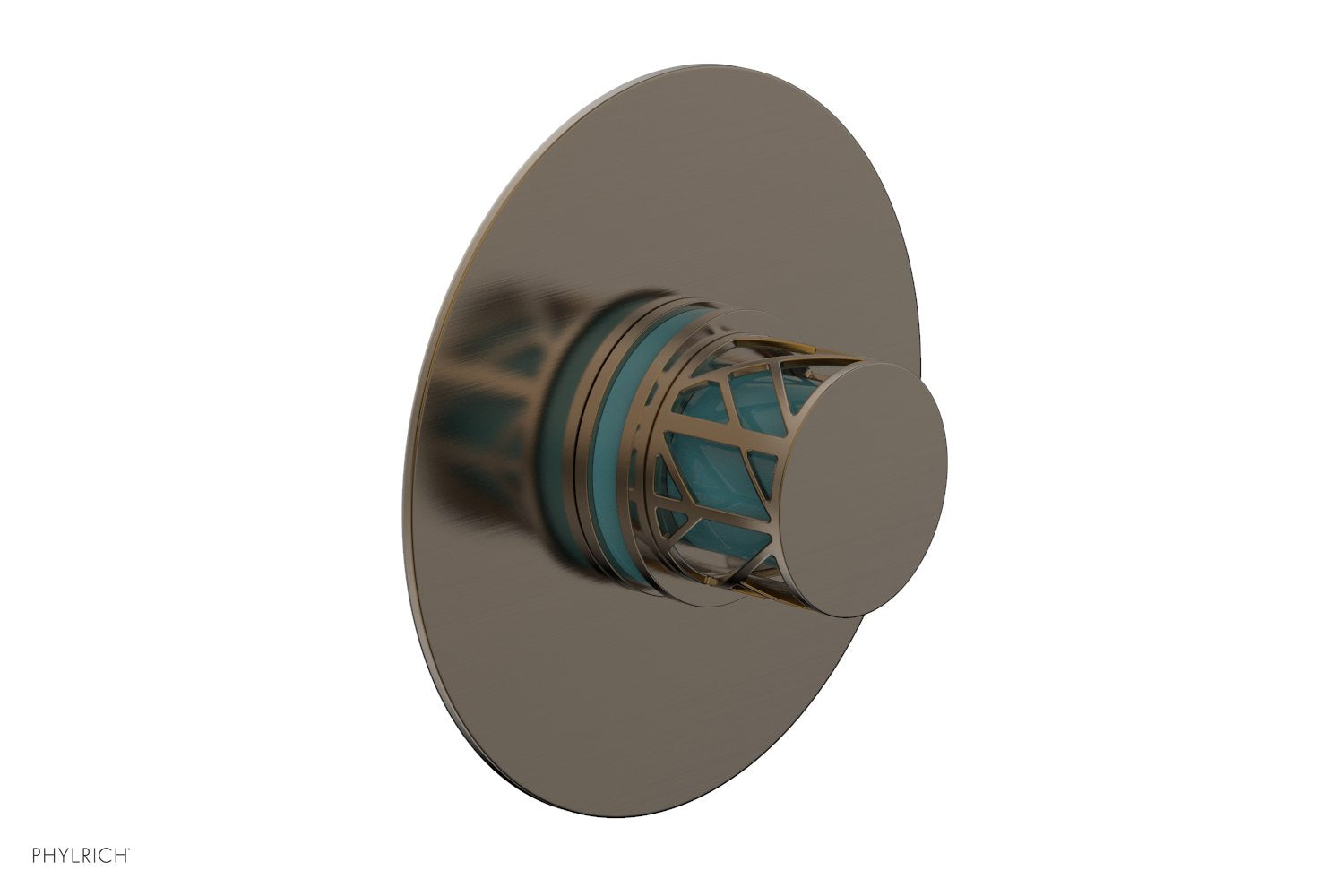 JOLIE - Thermostatic Shower Trim, Round Handle with "Turquoise" Accents 4-592