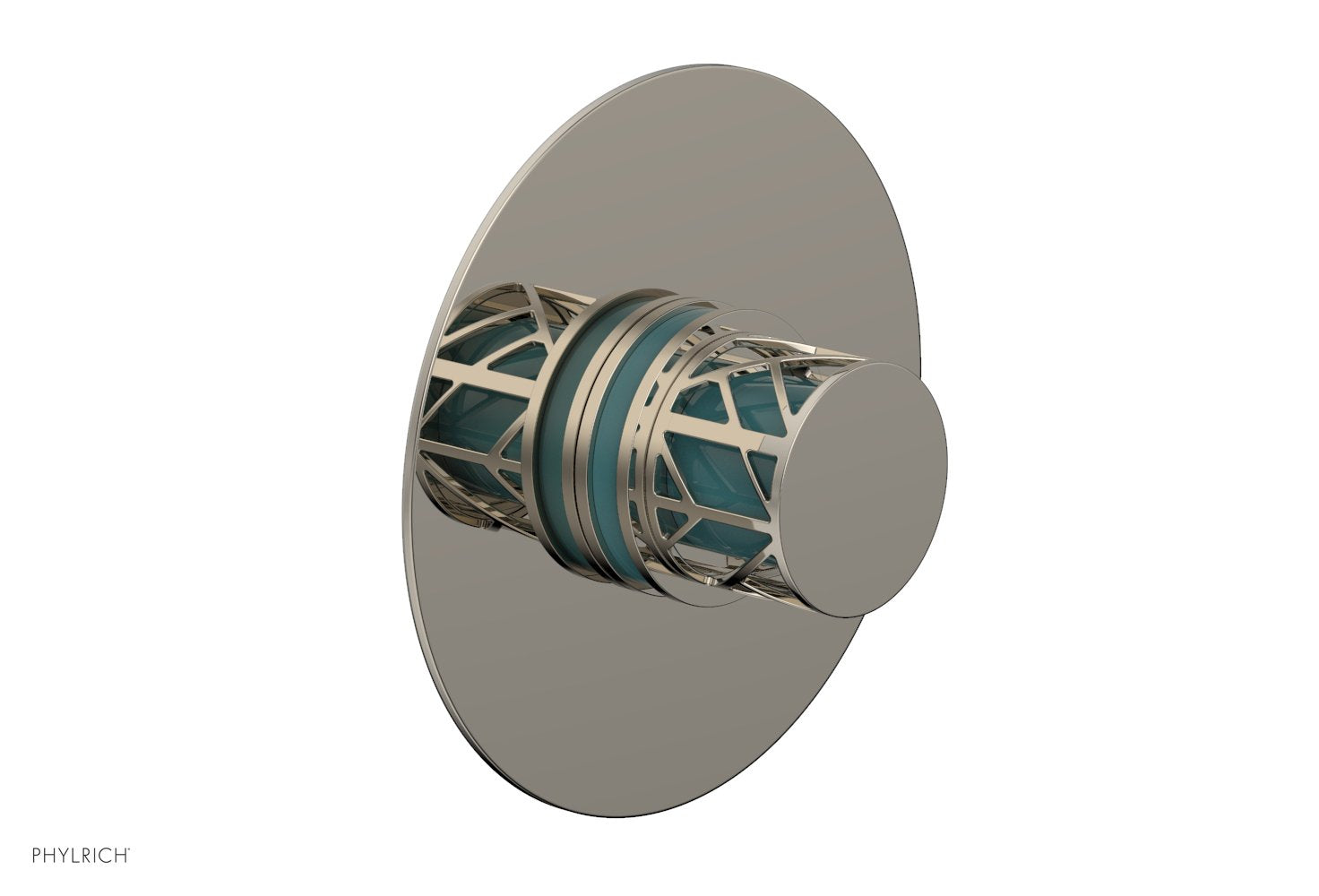 JOLIE Pressure Balance Shower Plate & Handle Trim, Round Handle with "Turquoise" Accents 4-592