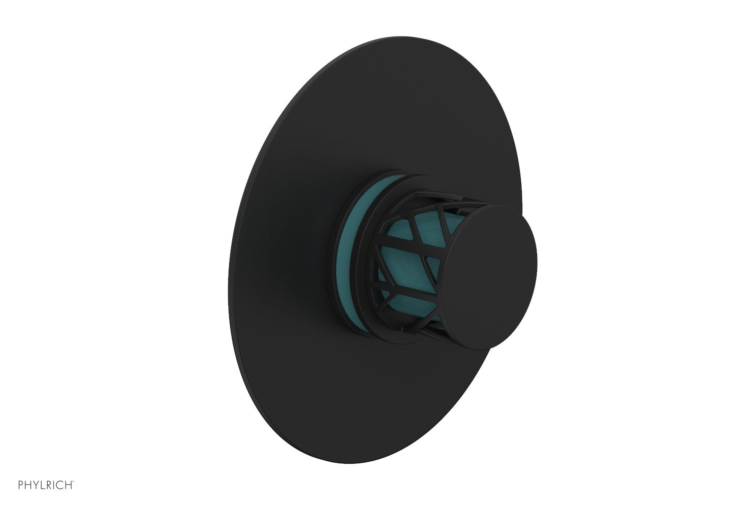 JOLIE Pressure Balance Shower Plate & Handle Trim, Round Handle with "Turquoise" Accents 4-592