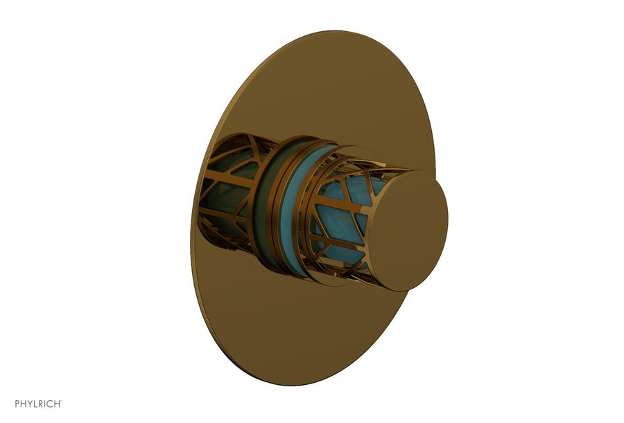 JOLIE Pressure Balance Shower Plate & Handle Trim, Round Handle with "Turquoise" Accents 4-592