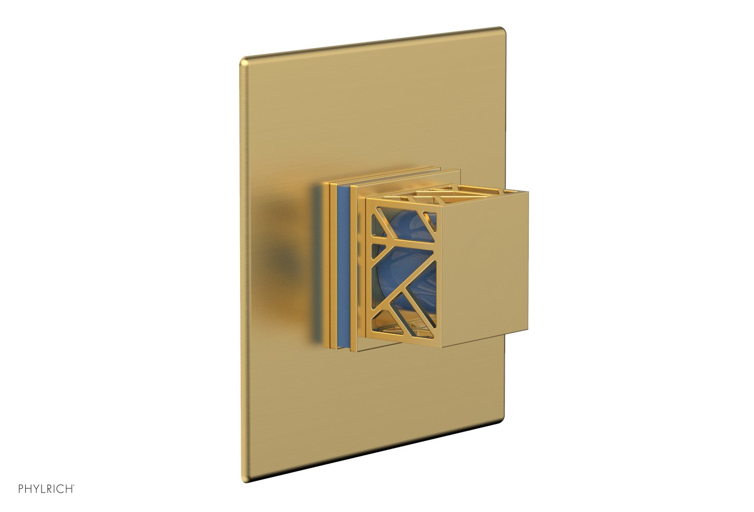 JOLIE Pressure Balance Shower Plate & Handle Trim, Square Handle with "Light Blue" Accents 4-593