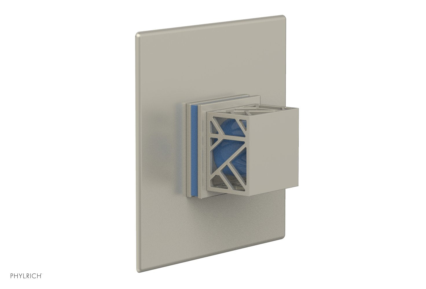 JOLIE Pressure Balance Shower Plate & Handle Trim, Square Handle with "Light Blue" Accents 4-593