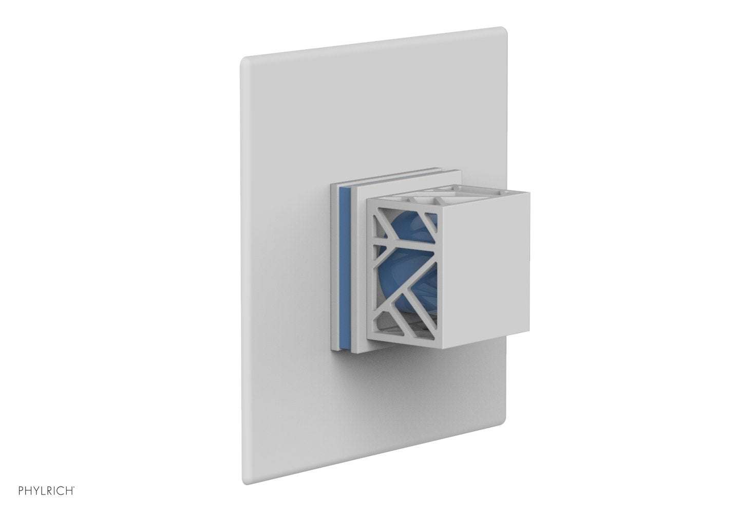 JOLIE Pressure Balance Shower Plate & Handle Trim, Square Handle with "Light Blue" Accents 4-593