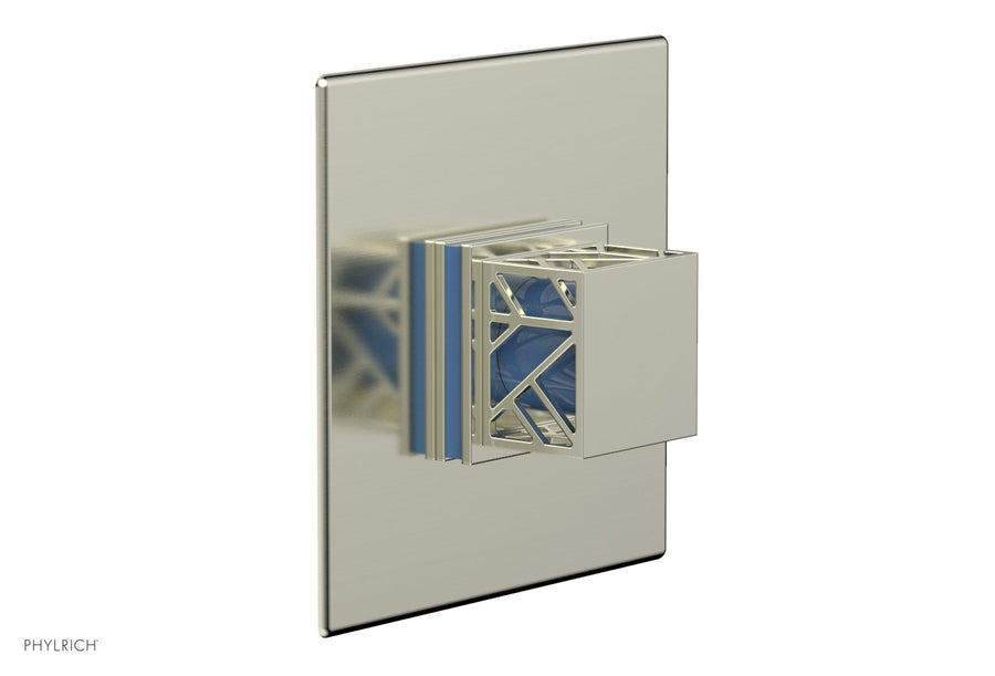 JOLIE Pressure Balance Shower Plate & Handle Trim, Square Handle with "Light Blue" Accents 4-593