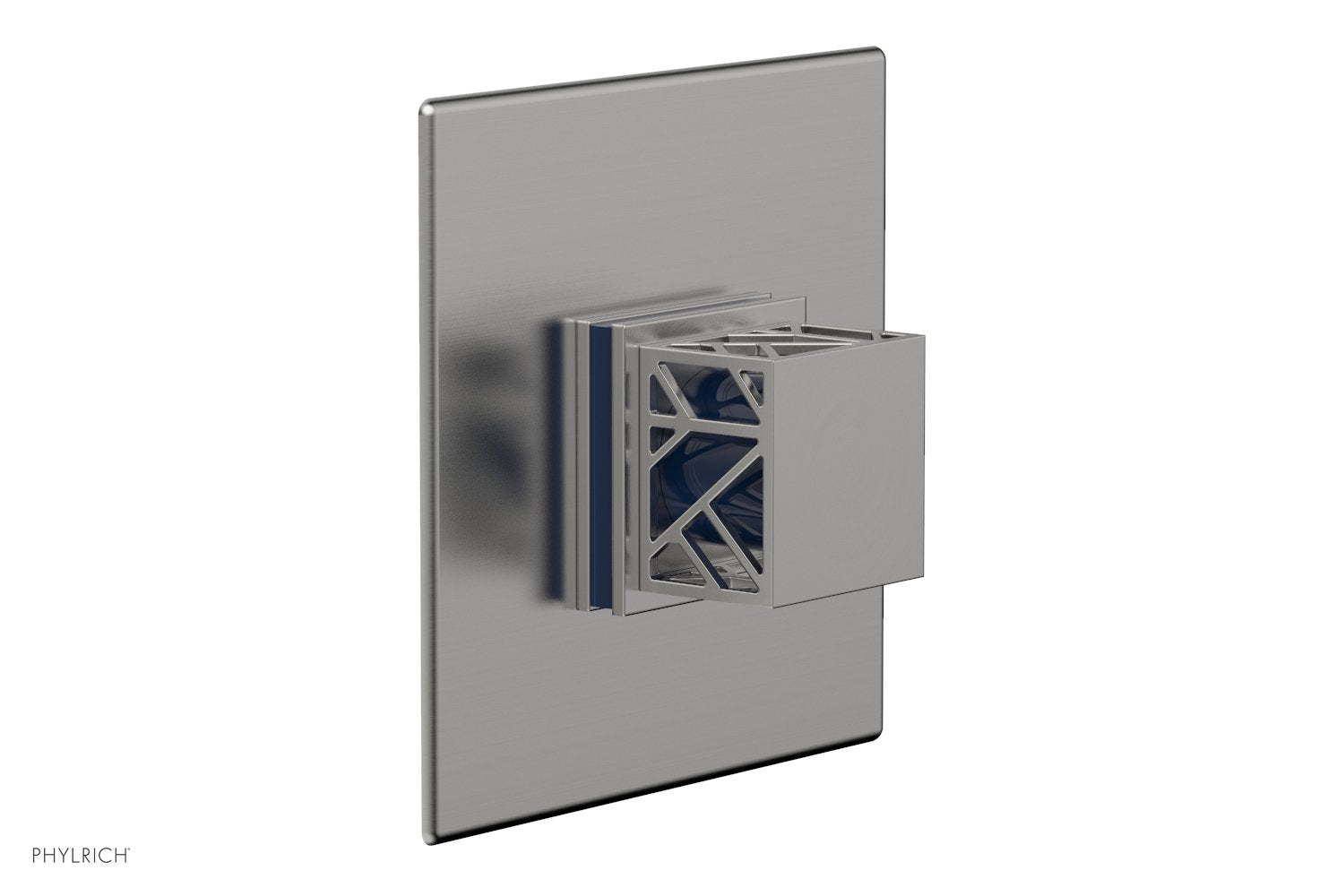JOLIE Pressure Balance Shower Plate & Handle Trim, Square Handle with "Navy Blue" Accents 4-593