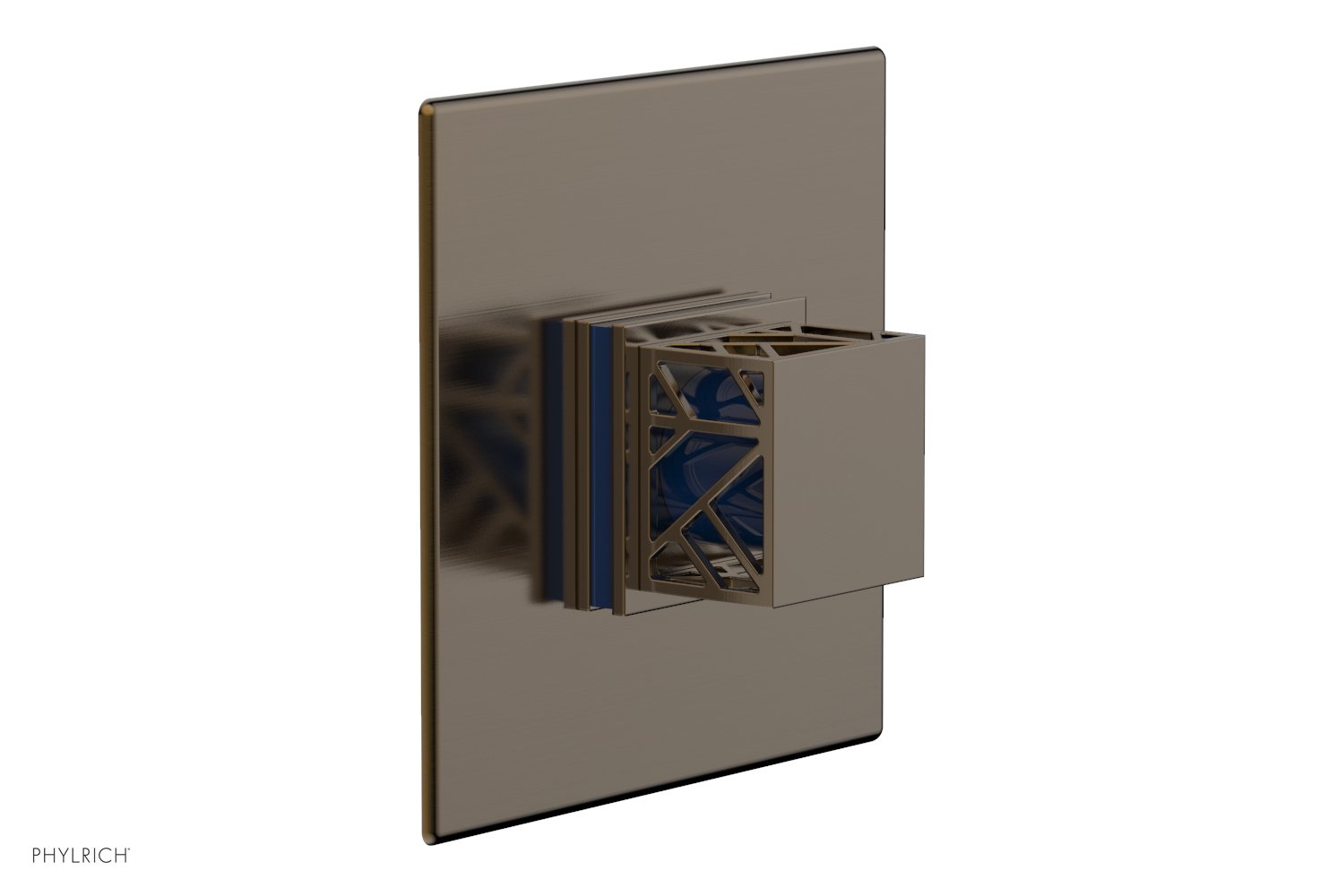 JOLIE Pressure Balance Shower Plate & Handle Trim, Square Handle with "Navy Blue" Accents 4-593