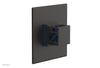 JOLIE Pressure Balance Shower Plate & Handle Trim, Square Handle with "Navy Blue" Accents 4-593
