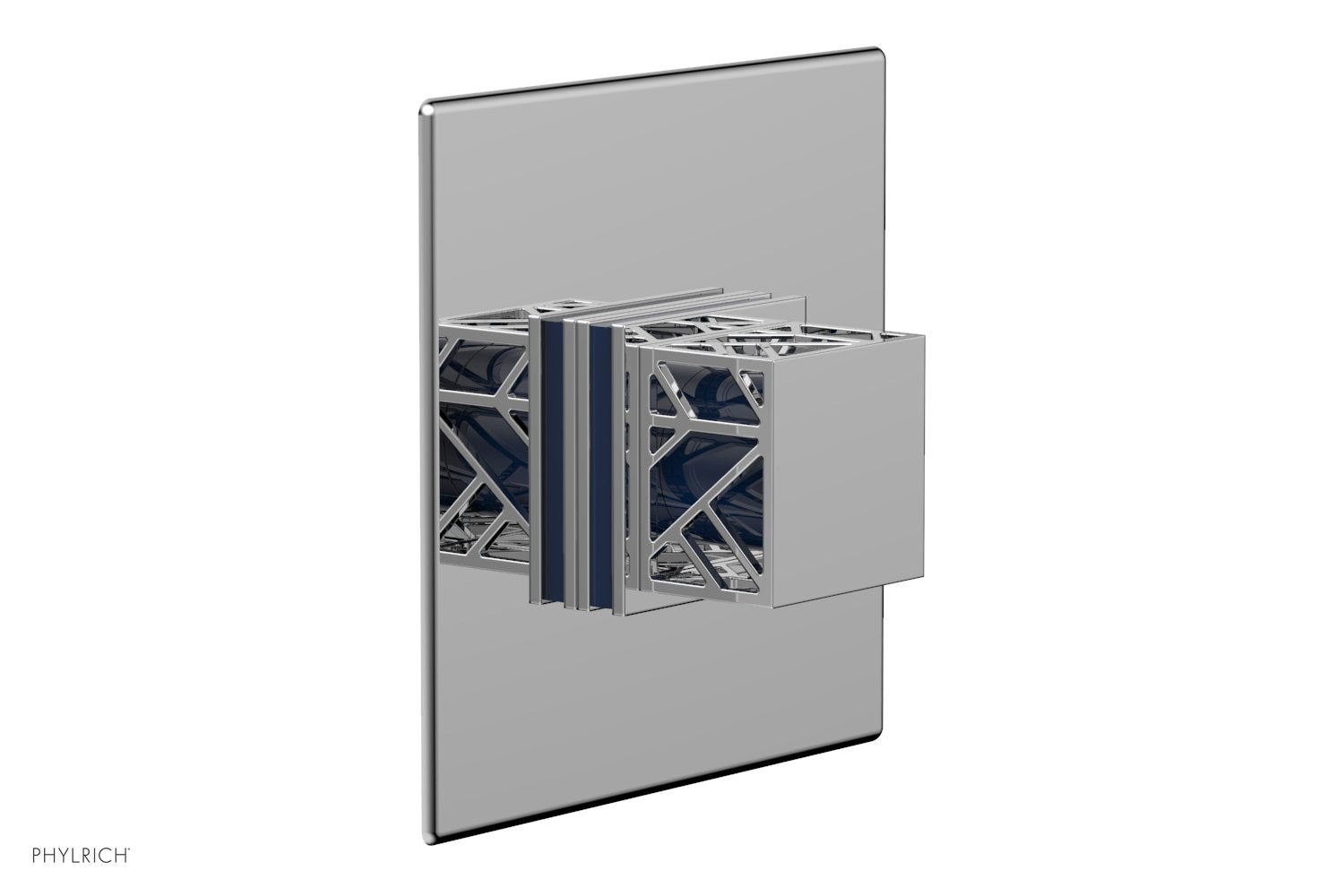 JOLIE - Thermostatic Shower Trim, Square Handle with "Navy Blue" Accents 4-593