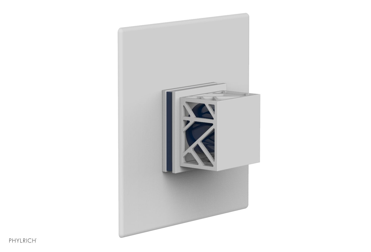 JOLIE Pressure Balance Shower Plate & Handle Trim, Square Handle with "Navy Blue" Accents 4-593