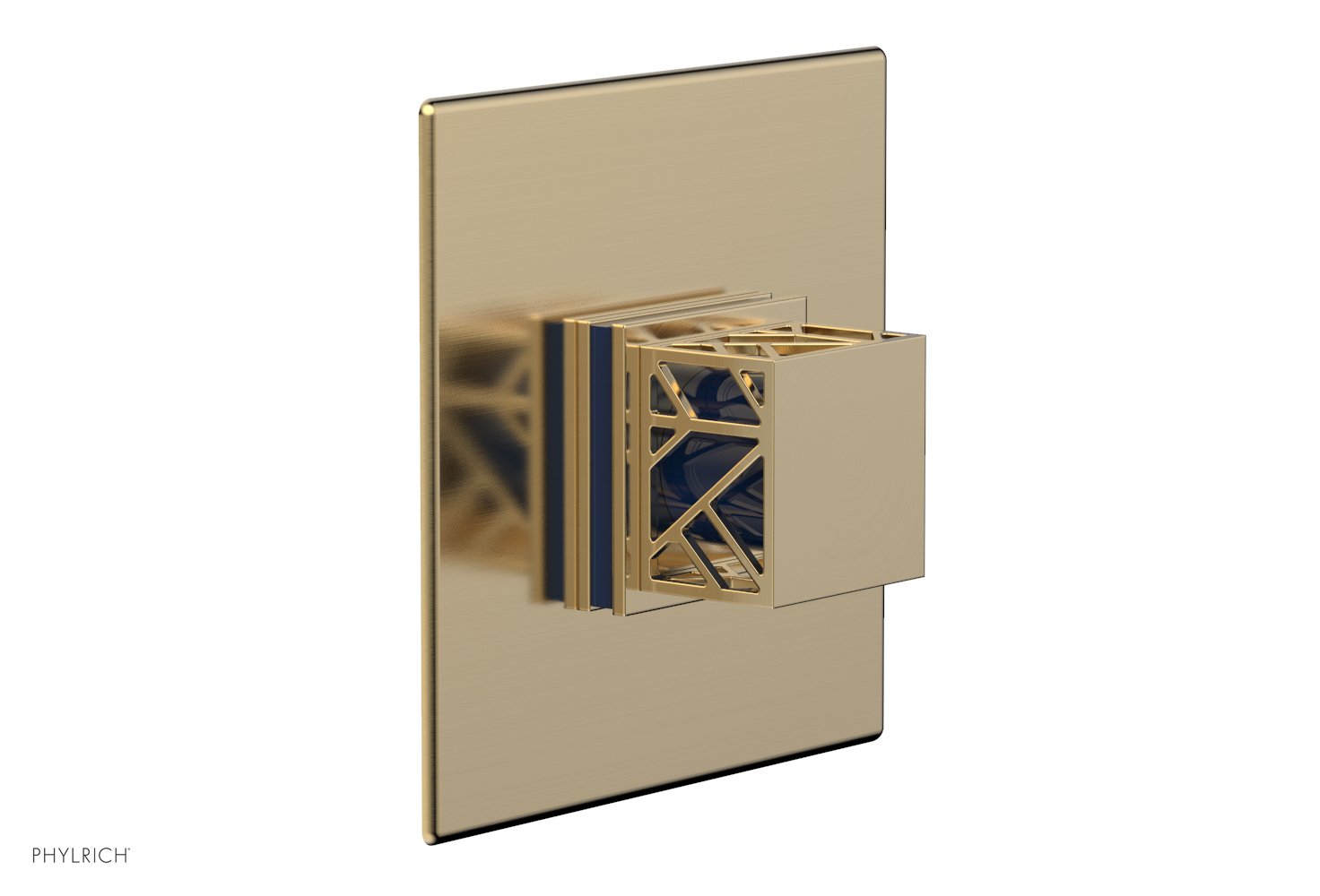 JOLIE Pressure Balance Shower Plate & Handle Trim, Square Handle with "Navy Blue" Accents 4-593
