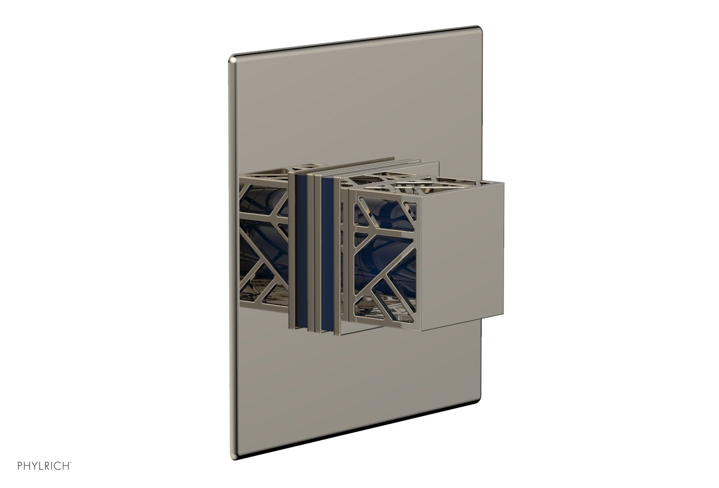 JOLIE - Thermostatic Shower Trim, Square Handle with "Navy Blue" Accents 4-593