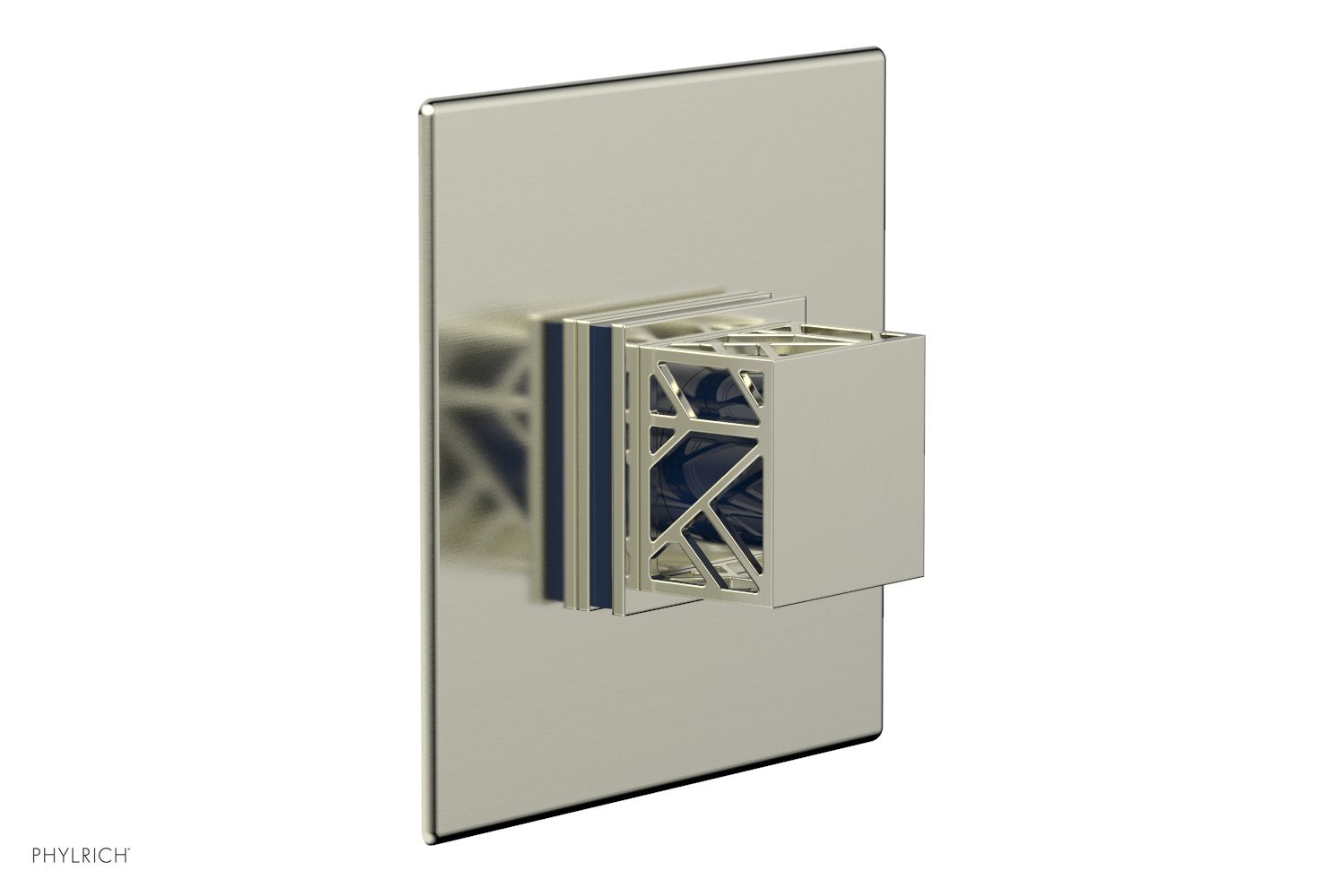 JOLIE Pressure Balance Shower Plate & Handle Trim, Square Handle with "Navy Blue" Accents 4-593