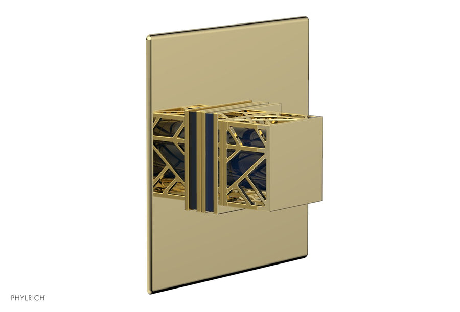 JOLIE Pressure Balance Shower Plate & Handle Trim, Square Handle with "Navy Blue" Accents 4-593