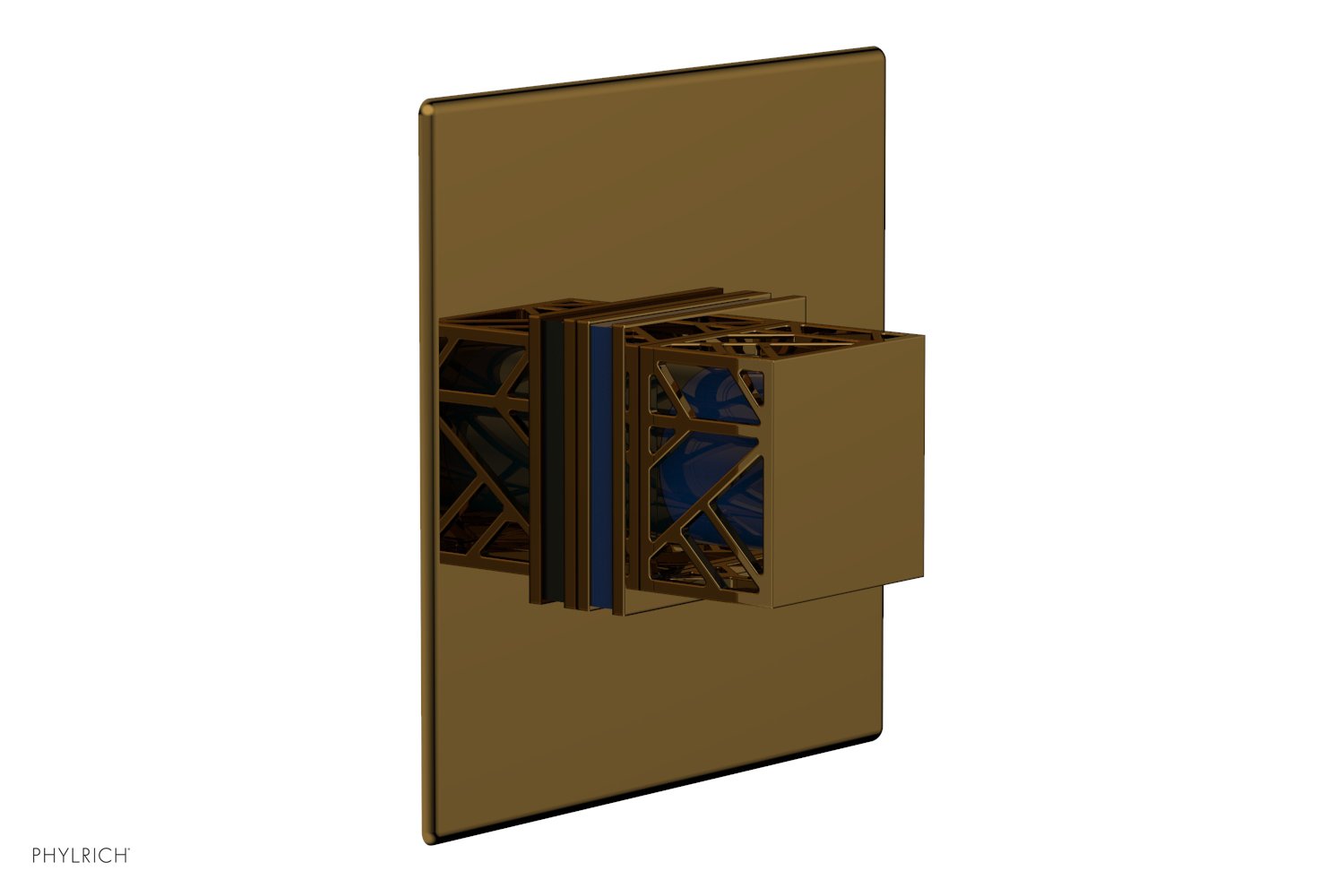 JOLIE Pressure Balance Shower Plate & Handle Trim, Square Handle with "Navy Blue" Accents 4-593