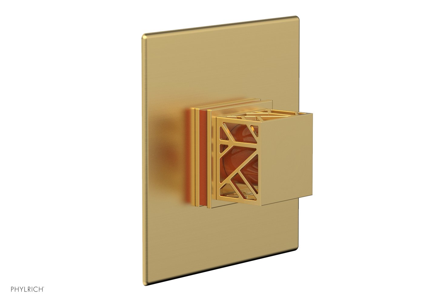 JOLIE Pressure Balance Shower Plate & Handle Trim, Square Handle with "Orange" Accents 4-593