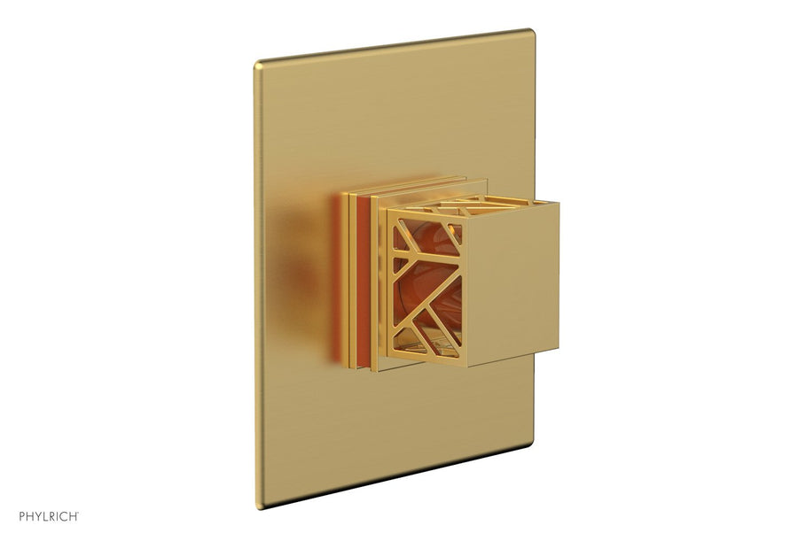 JOLIE Pressure Balance Shower Plate & Handle Trim, Square Handle with "Orange" Accents 4-593