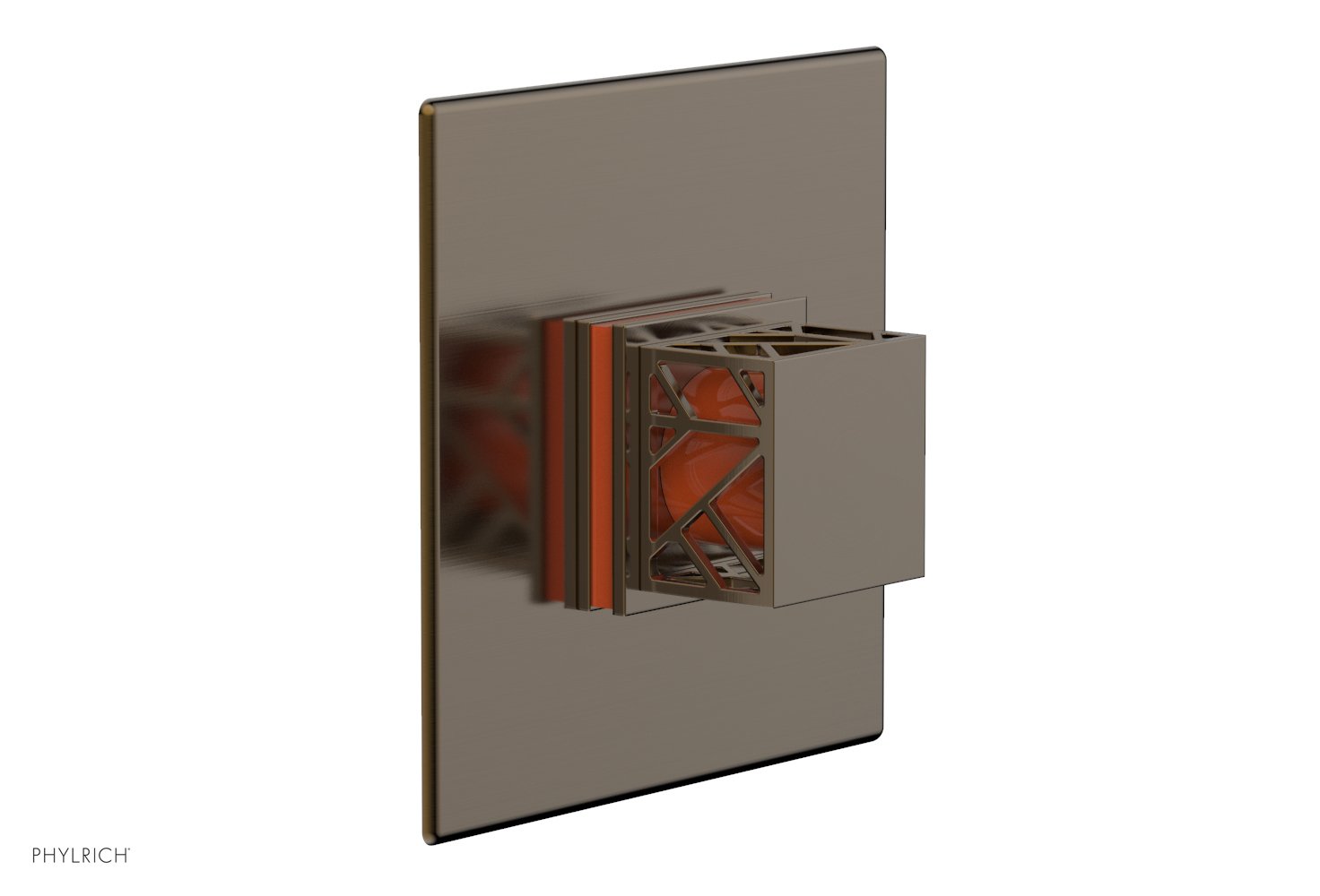 JOLIE Pressure Balance Shower Plate & Handle Trim, Square Handle with "Orange" Accents 4-593