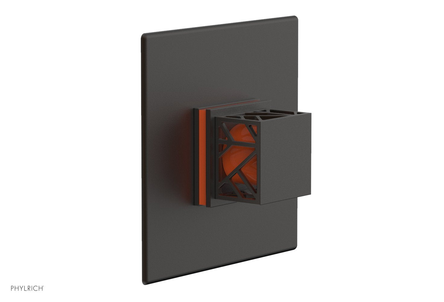 JOLIE Pressure Balance Shower Plate & Handle Trim, Square Handle with "Orange" Accents 4-593
