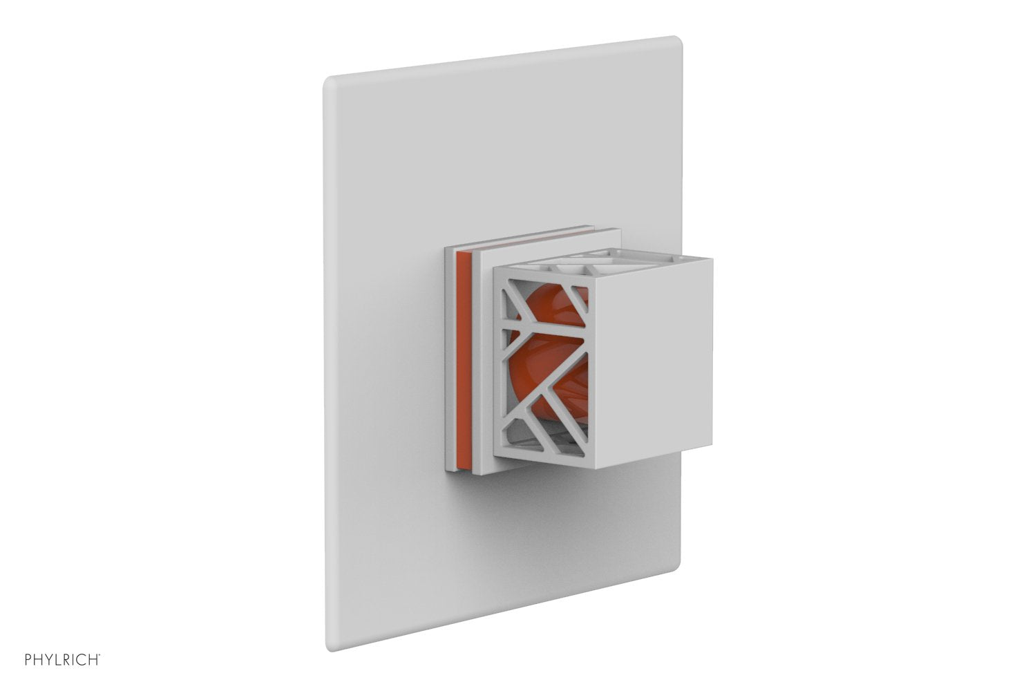 JOLIE Pressure Balance Shower Plate & Handle Trim, Square Handle with "Orange" Accents 4-593