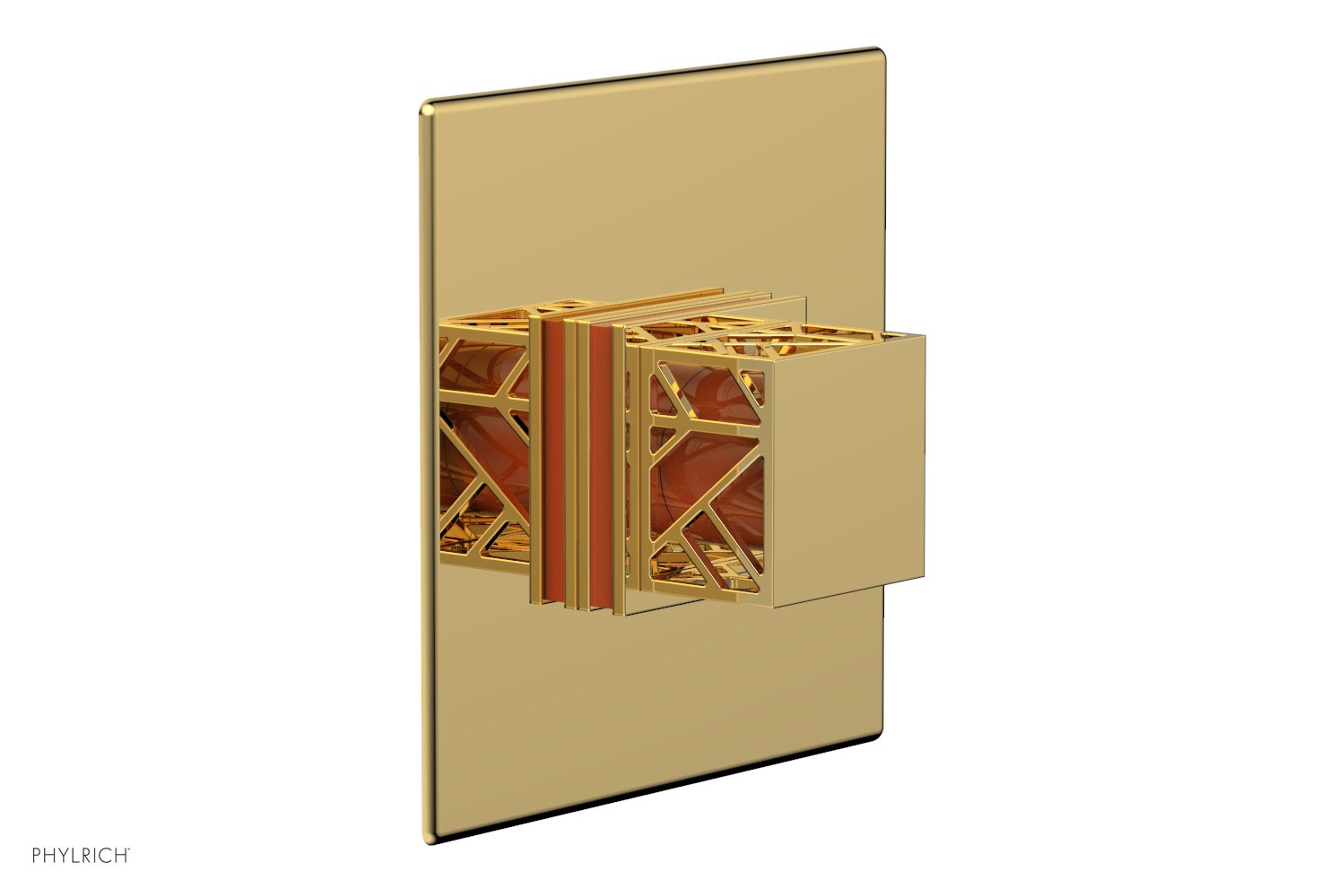 JOLIE Pressure Balance Shower Plate & Handle Trim, Square Handle with "Orange" Accents 4-593