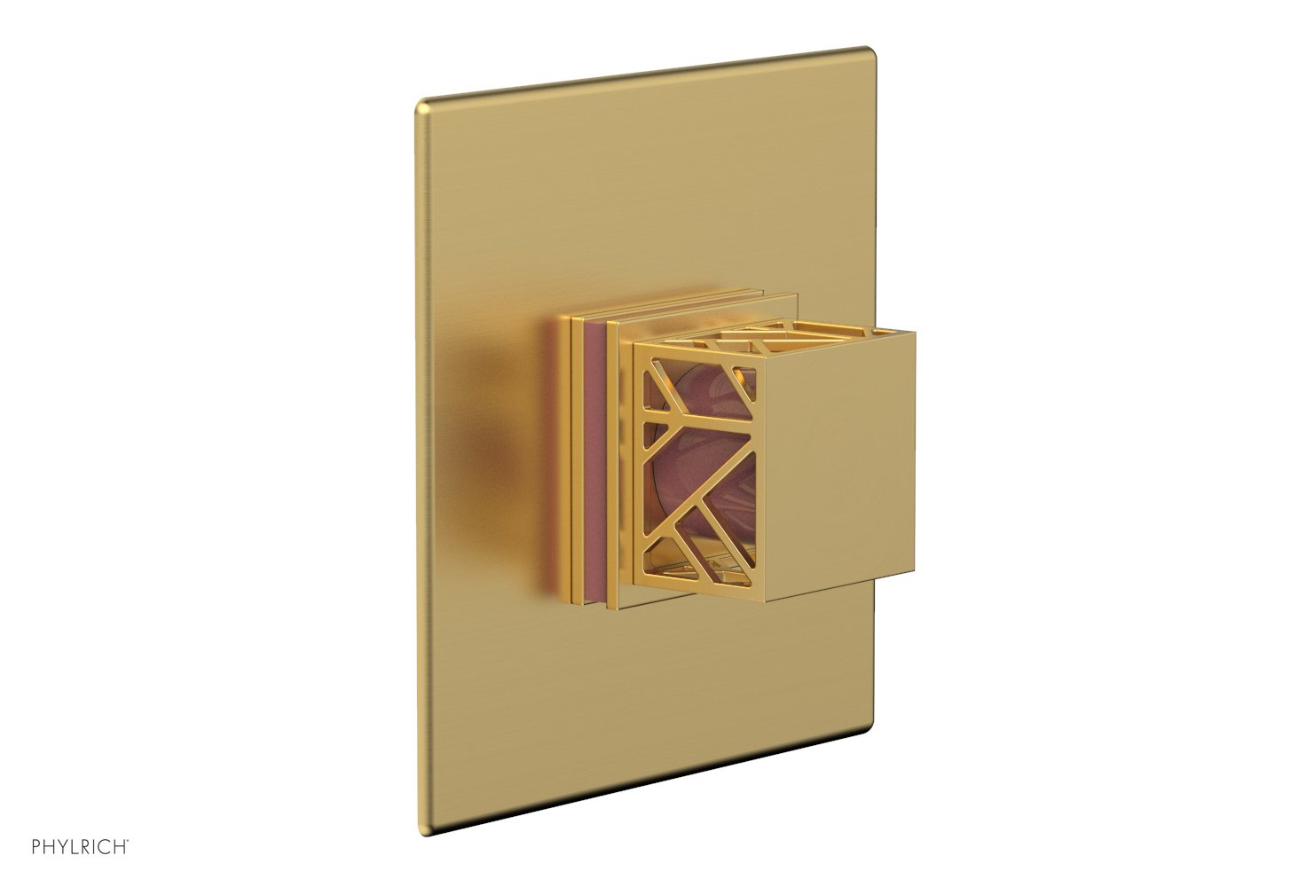 JOLIE Pressure Balance Shower Plate & Handle Trim, Square Handle with "Pink" Accents 4-593