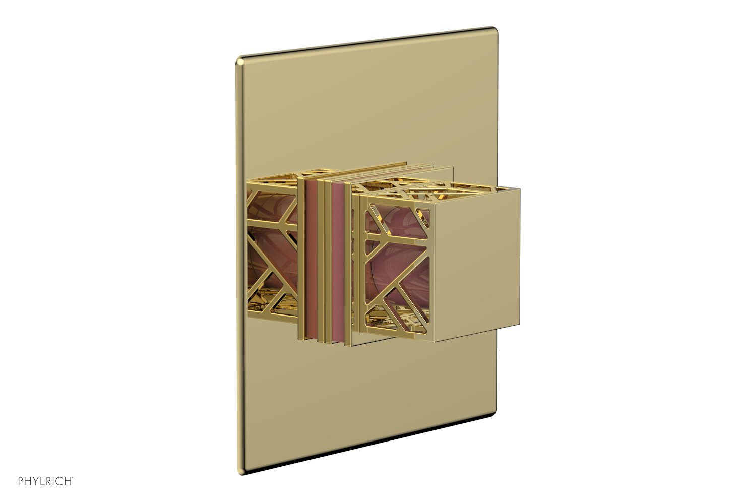 JOLIE Pressure Balance Shower Plate & Handle Trim, Square Handle with "Pink" Accents 4-593