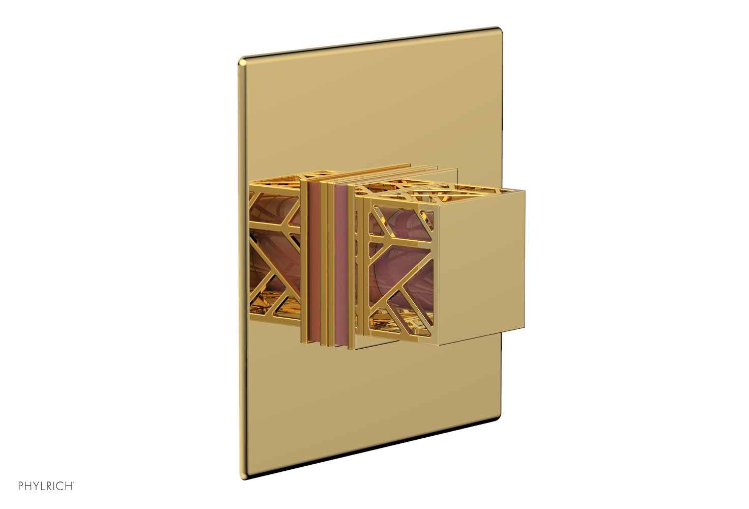 JOLIE Pressure Balance Shower Plate & Handle Trim, Square Handle with "Pink" Accents 4-593