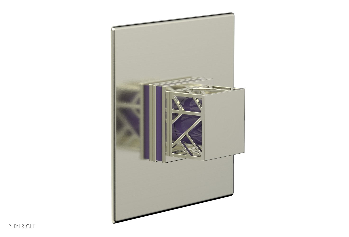 JOLIE Pressure Balance Shower Plate & Handle Trim, Square Handle with "Purple" Accents 4-593
