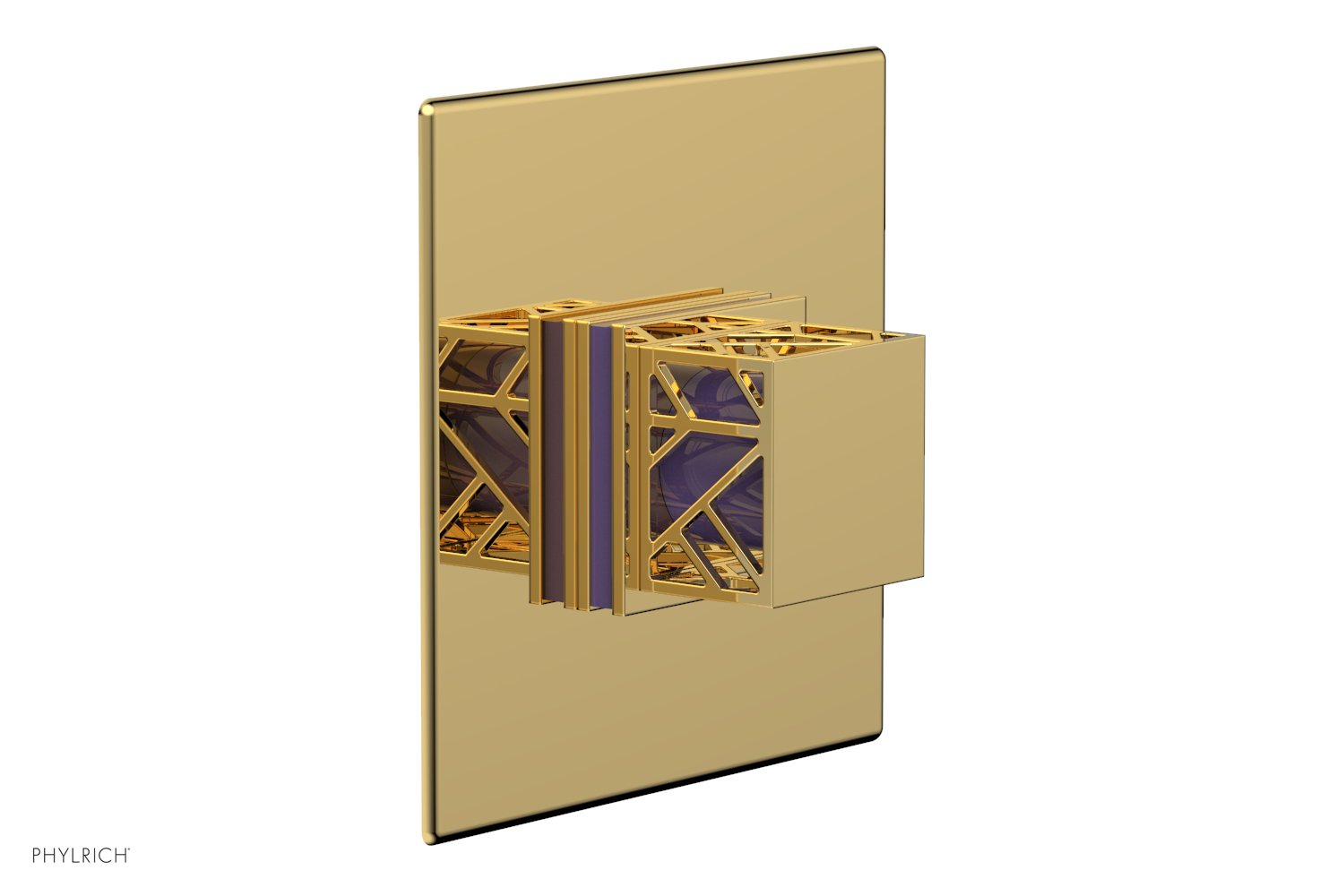 JOLIE Pressure Balance Shower Plate & Handle Trim, Square Handle with "Purple" Accents 4-593