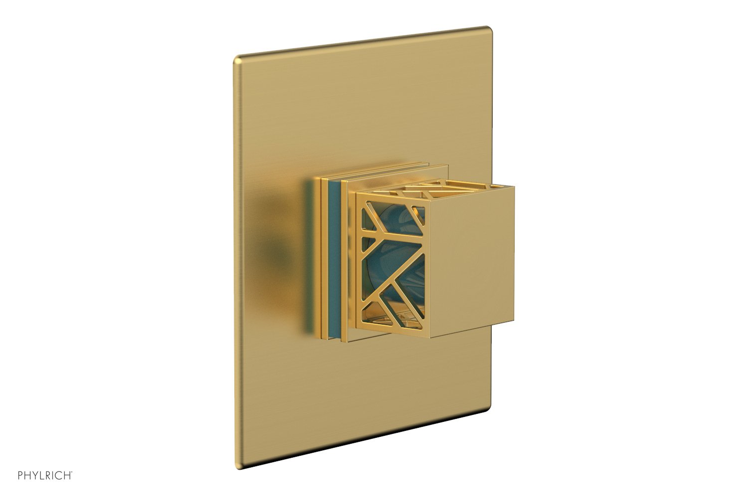 JOLIE Pressure Balance Shower Plate & Handle Trim, Square Handle with "Turquoise" Accents 4-593