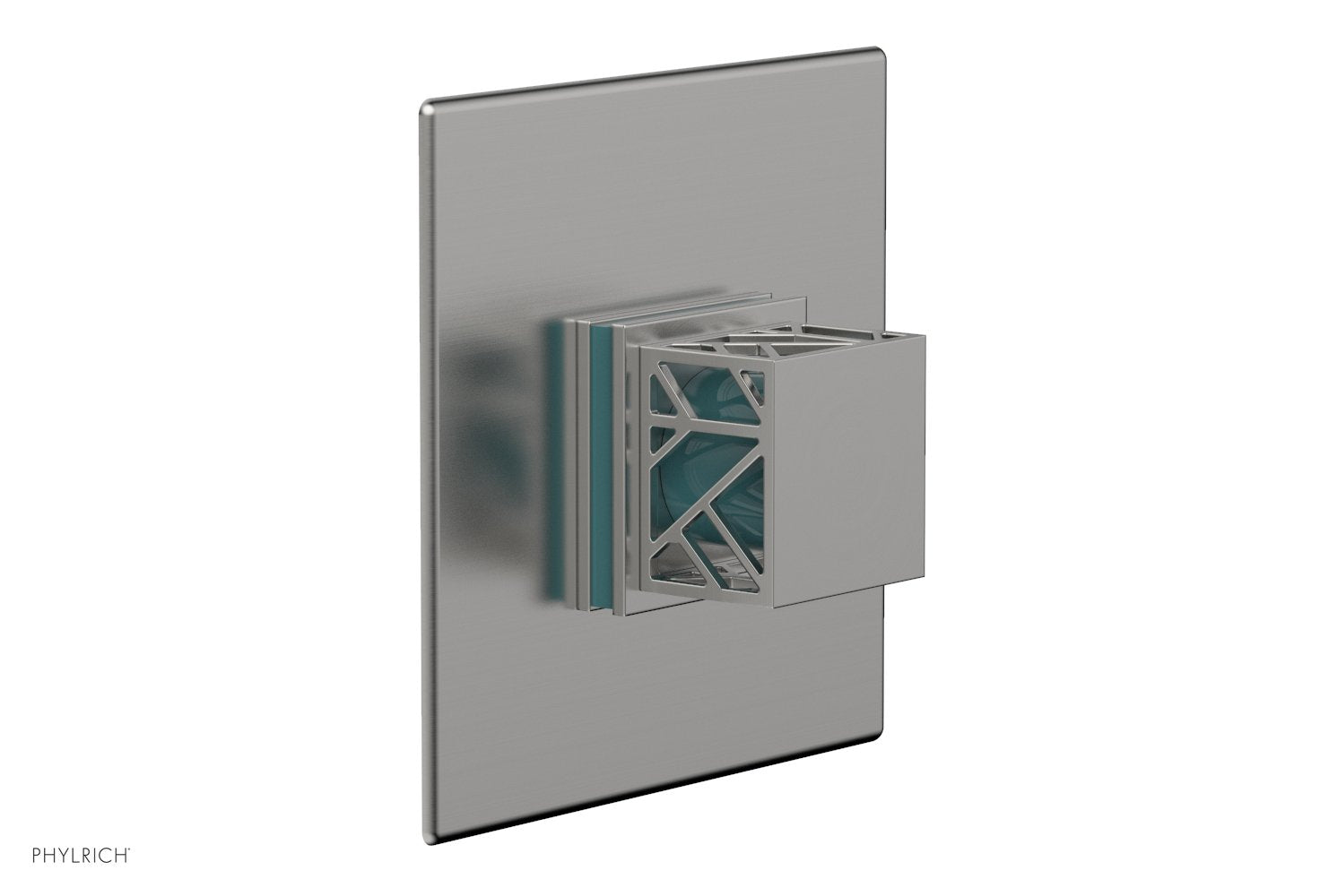 JOLIE Pressure Balance Shower Plate & Handle Trim, Square Handle with "Turquoise" Accents 4-593