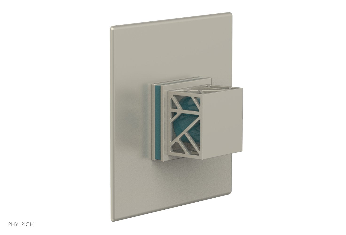 JOLIE - Thermostatic Shower Trim, Square Handle with "Turquoise" Accents 4-593