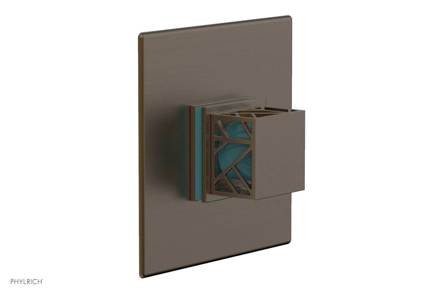 JOLIE - Thermostatic Shower Trim, Square Handle with "Turquoise" Accents 4-593