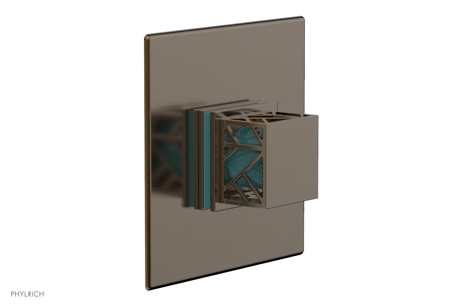 JOLIE Pressure Balance Shower Plate & Handle Trim, Square Handle with "Turquoise" Accents 4-593