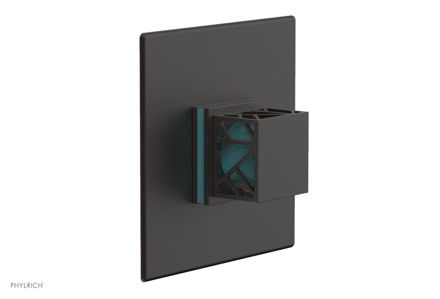 JOLIE - Thermostatic Shower Trim, Square Handle with "Turquoise" Accents 4-593
