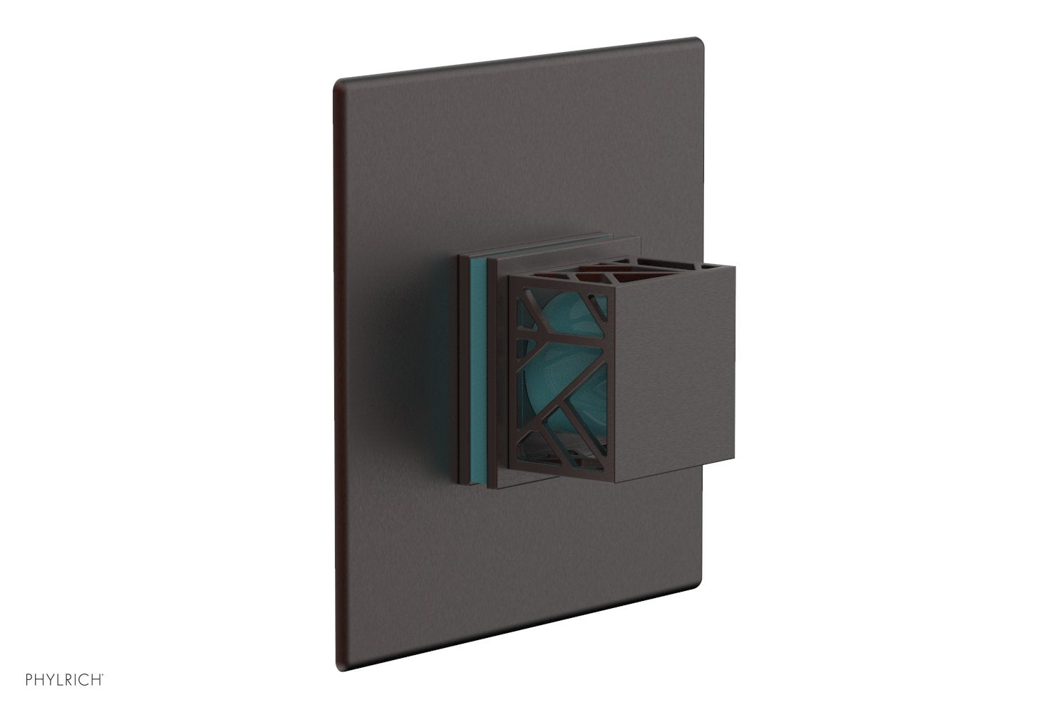 JOLIE - Thermostatic Shower Trim, Square Handle with "Turquoise" Accents 4-593